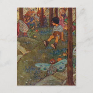 Vintage - Kind trifft Waldfeen, Postkarte