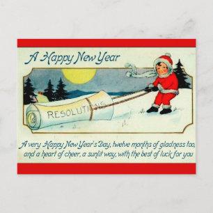 Vintage Kind zieht an Resolutionen Frohes Neues Ja Postkarte