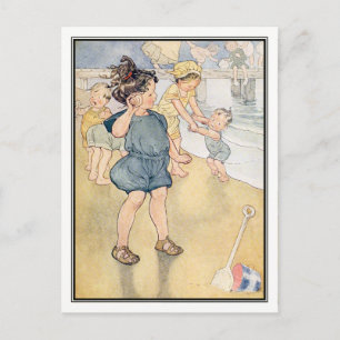 Vintage Kinder am Strand von Ruth Mary Hallock Postkarte