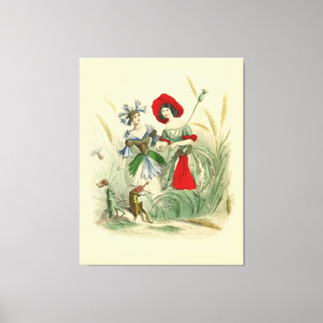 Vintage Kinder Aquarelldruck von Blume Leinwanddruck (Vorderseite)