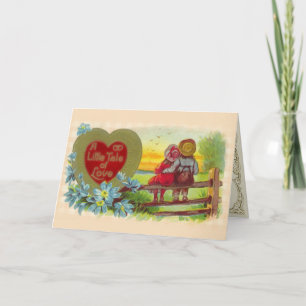 Vintage Kinder auf Valentinstagskarte verliebt Feiertagskarte
