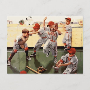 Vintage Kinder Baseball Postkarte
