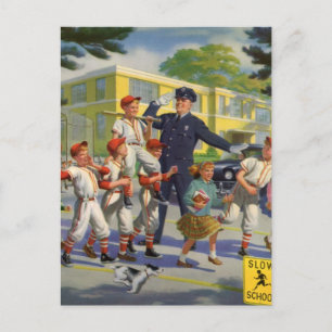 Vintage Kinder, Baseballspieler überqueren Garde Postkarte