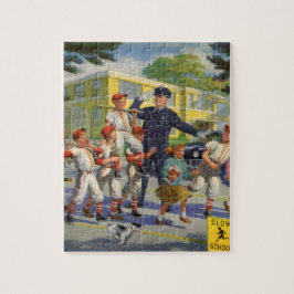 Vintage Kinder, Baseballspieler überqueren Garde Puzzle
