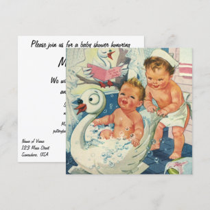 Vintage-Kinder bei Babyparty-Einladung zum Badewan Einladung