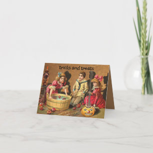 Vintage Kinder bobben für Äpfel Halloween Karte