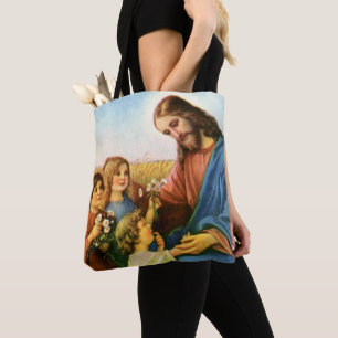 Vintage Kinder bringen Jesus Christus Blumen
