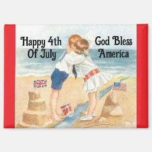 Vintage Kinder, die Magnet umarmen