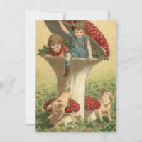 Vintage Kinder, die mit Schweinen spielen