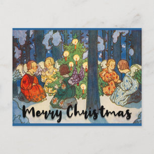 Vintage-Kinder-Engelbaum Weihnachtsabend Urlaub Postkarte