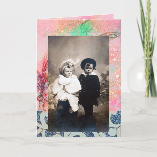 VINTAGE KINDER FEIERTAGSKARTE (Vorderseite)