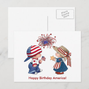 Vintage Kinder Feuerwerk Alles Gute zum Geburtstag Postkarte