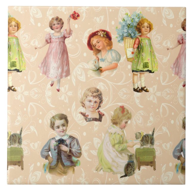 Vintage Kinder Fliese (Vorderseite)