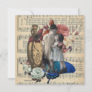 Vintage-Kinder & Florale Collage  Karte