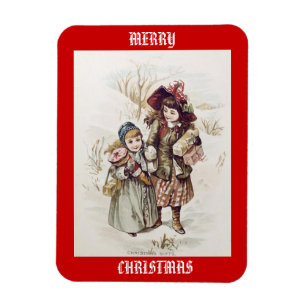 Vintage Kinder Frohe Weihnachtsmagnet Magnet