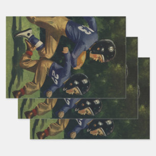Vintage Kinder, Fußball spielende Jungen, Sport Geschenkpapier Set