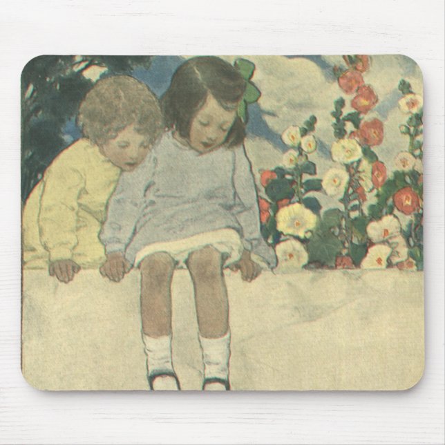 Vintage Kinder, Garden Wall Jessie Willcox Smith Mousepad (Vorne)