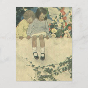 Vintage Kinder, Garden Wall Jessie Willcox Smith Postkarte