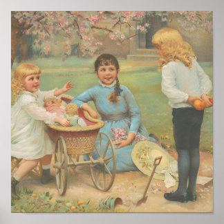 Vintage Kinder Garten Wandkunst Poster