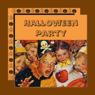 Vintage Kinder Halloween-Party Retro-Kostüm Einladung