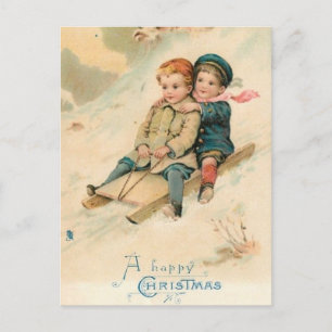 Vintage Kinder im Schnee Postkarte