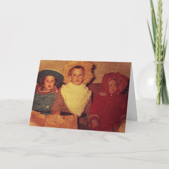 Vintage Kinder in Kostümen, Halloween Karte (Vorderseite)