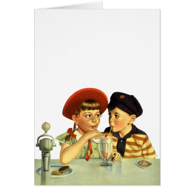 Vintage Kinder, Junge und Mädchen, die einen Schüt (Vorne)