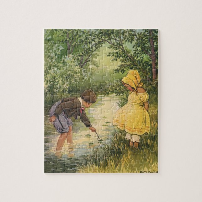 Vintage Kinder, Junge und Mädchen spielen von Cree Puzzle (Vertikal)