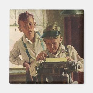 Vintage Kinder Junge Zeitungsjournalisten, Schrift Magnet