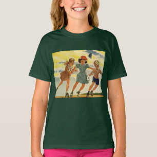 Vintage Kinder, Jungs Mädchen Spaß Roller Skaten T-Shirt