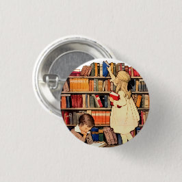 Vintage Kinder lesen Büchereibücher Pinback Button
