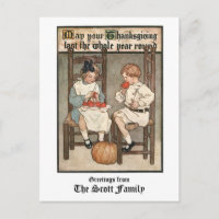 Vintage Kinder mit Erntedank Gruß