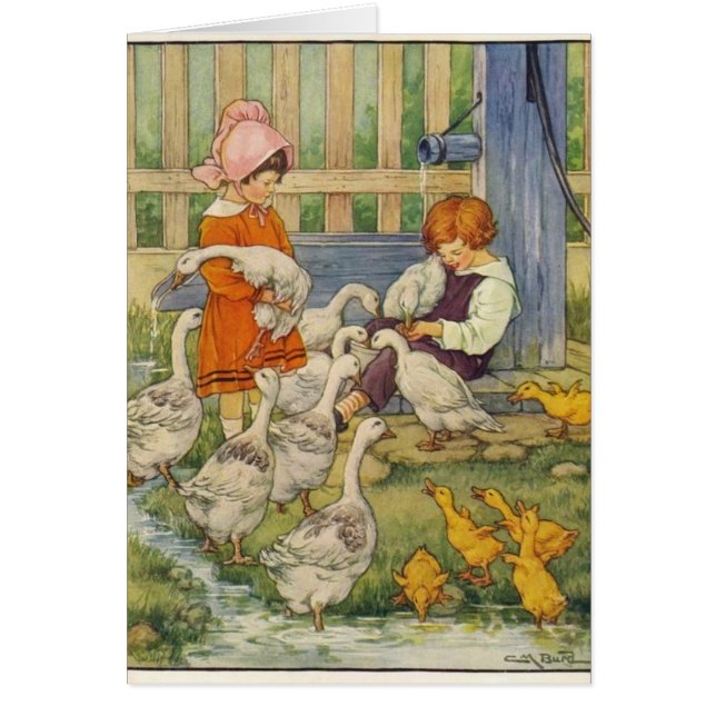 Vintage - Kinder mit Gänsen & Gössel (Vorne)