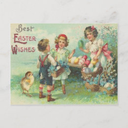 Vintage Kinder mit Osterei-Ostern-Karte Feiertagspostkarte
