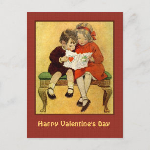 Vintage Kinder mit Valentine Feiertagspostkarte