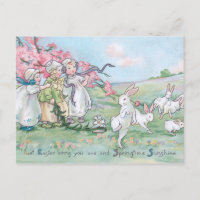 Vintage Kinder mit Weißer Ost Bunnies