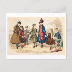 Vintage Kinder Modeillustration 1886 Postkarte