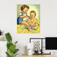 Vintage Kinder, Niedliche glückliche Kleinkinder l