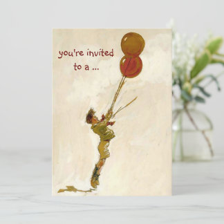 Vintage Kinder, Red Ballon Boy Geburtstagsparty Einladung