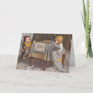 Vintage Kinder Schachspielkarte Karte
