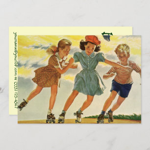 Vintage Kinder, Skater Geburtstagsparty Einladung