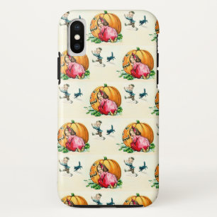 Vintage Kinder spielen Halloween Herbst Thema iPhone X Hülle