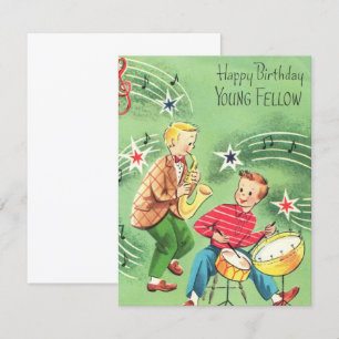 Vintage Kinder spielen Instrumente zum Geburtstag Karte