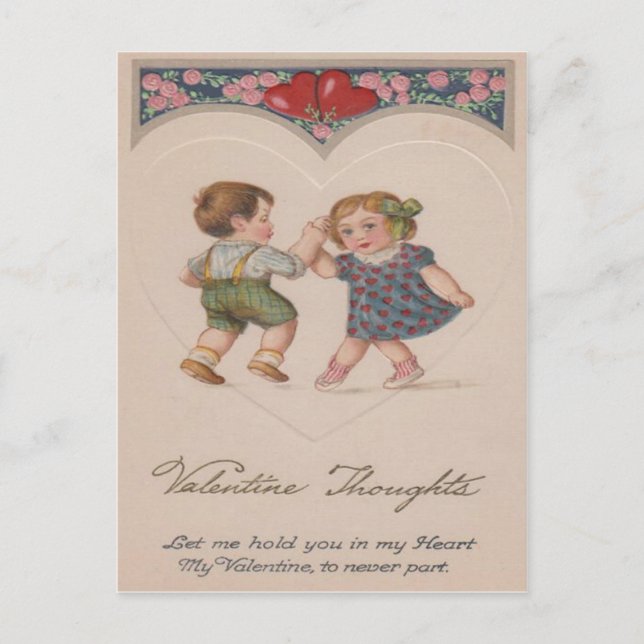 Vintage Kinder tanzen Herzenslust Valentine Feiertagspostkarte (Vorderseite)