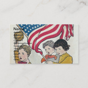 Vintage-Kinder und amerikanische Flagge Visitenkarte