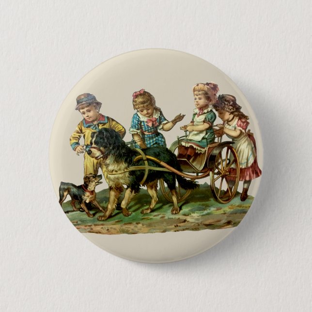 Vintage Kinder- und Hundewagen Button (Vorderseite)