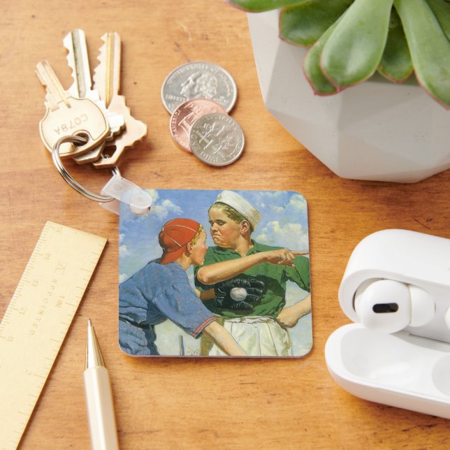 Vintage Kinder und Sportler, Baseballspieler Schlüsselanhänger (Schreibtisch)