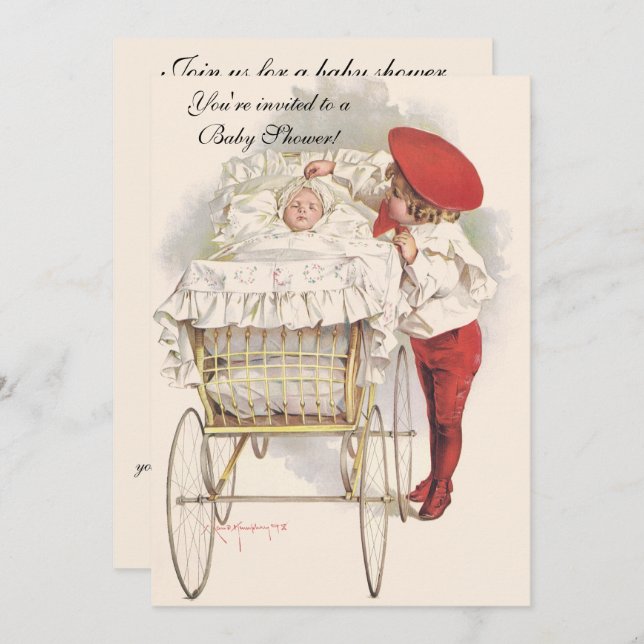 Vintage Kinder, Viktorianische Kinderdusche Einlad Einladung (Vorne/Hinten)