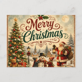 vintage Kinder Weihnachts-Postkarte Feiertagspostkarte