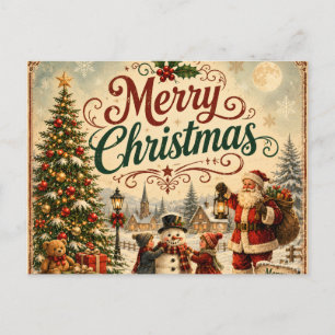 vintage Kinder Weihnachts-Postkarte Feiertagspostkarte